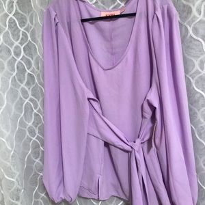 Purple tie waist blouse